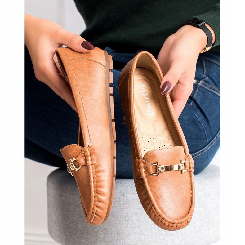 Clowse Camel loafers with ornament brown 2