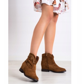 Ideal Shoes Brown Cowgirls Hidden Wedge 1 Ideal Shoes Brown Cowgirls Hidden Wedge 1
