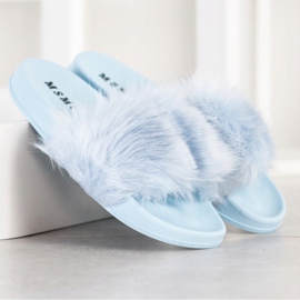 SHELOVET Rubber Slippers With Fur blue 1