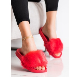 SHELOVET Rubber Slippers With Fur red 1