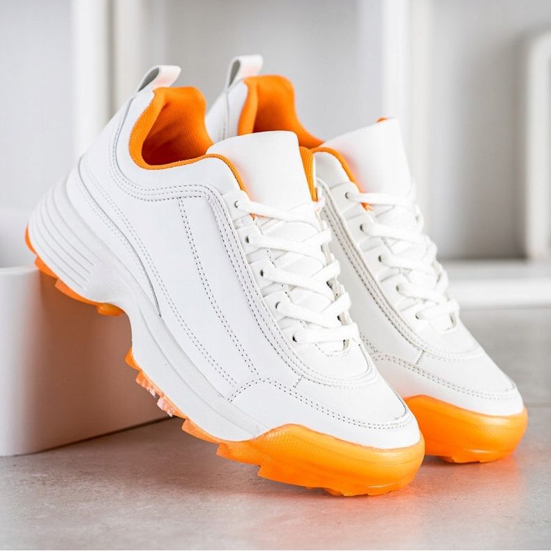 Kylie Fashionable Sneakers white orange 2 Kylie Fashionable Sneakers white orange 2