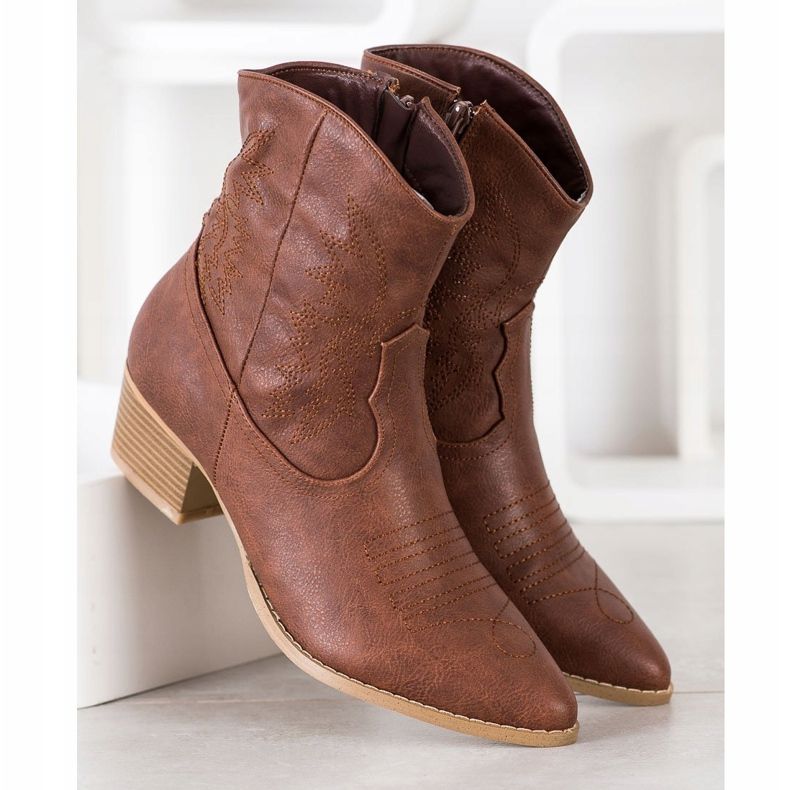 SHELOVET Cowboy boots with a pattern brown 1