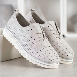 Goodin Openwork Leather Footwear beige 2