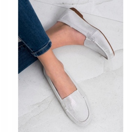 Filippo Shiny Leather Loafers silver 2