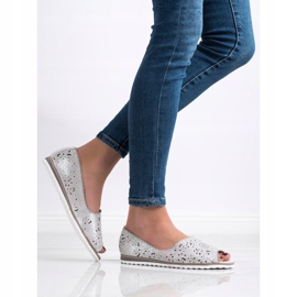 Leather VINCEZA ballerinas silver grey 1