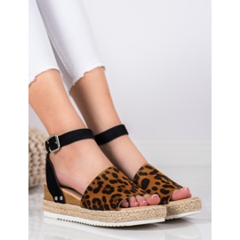 Kylie Leopard Print Wedge Sandals brown black 1