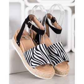 Kylie Zebra Print Wedge Sandals white black 1