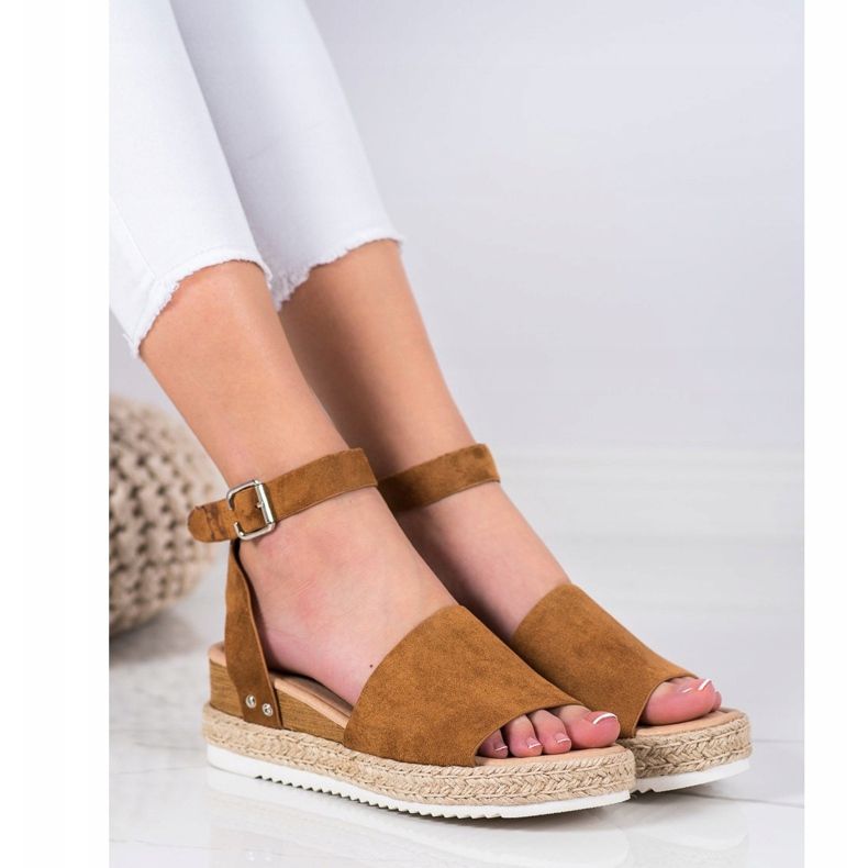 Kylie Camel Wedge Sandals brown 1
