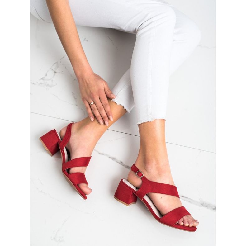 Kylie Red Sandals On Low Post 2