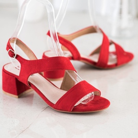 Kylie Red Sandals On Low Post 1