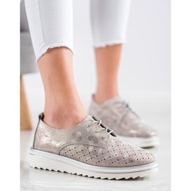Kylie Leather Brogues On The Platform beige brown 1