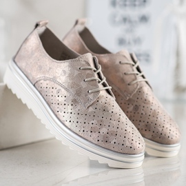 Kylie Leather Brogues On The Platform beige brown 2