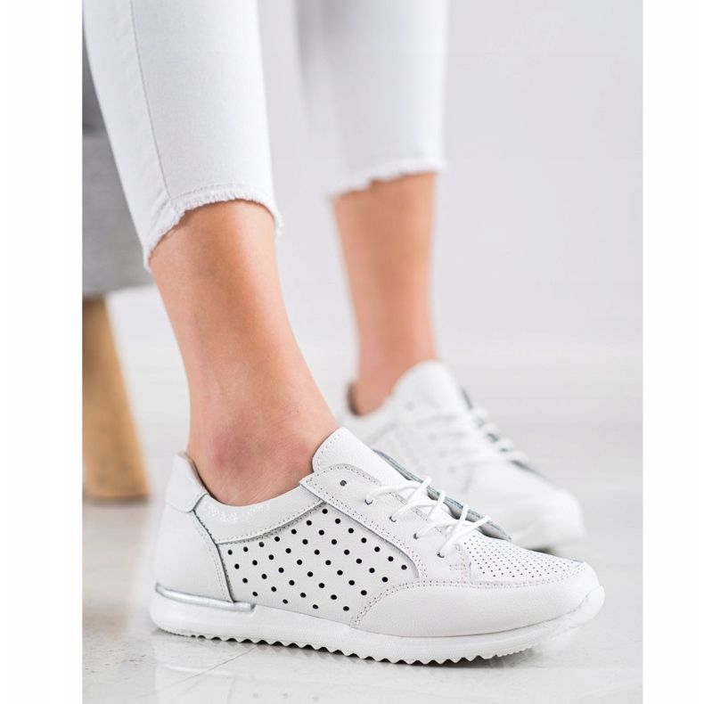 Kylie Openwork leather shoes white 2