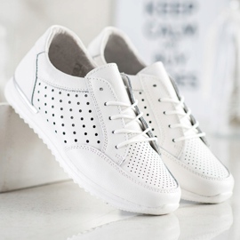 Kylie Openwork leather shoes white 1