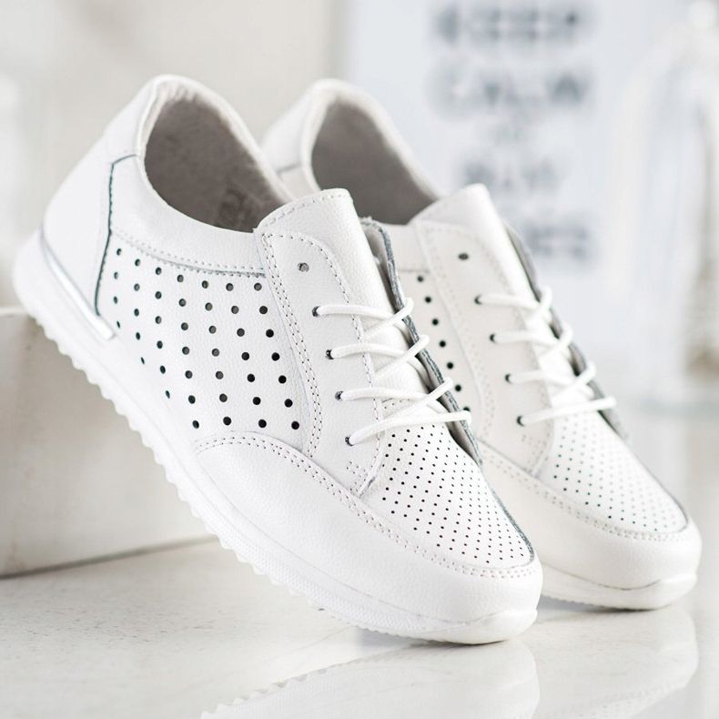 Kylie Openwork leather shoes white 1
