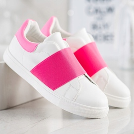 SHELOVET Slip-on shoes with an elastic band white pink 2