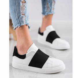 SHELOVET Slip-on shoes with an elastic band white black 1