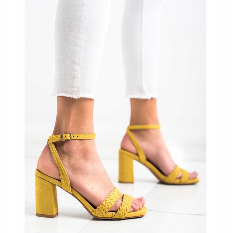 Kylie Suede Sandals On A Bar yellow 2