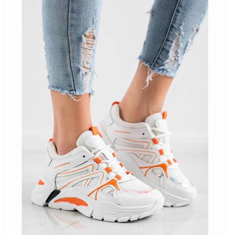 SHELOVET Sneakers With Orange Insert white 2