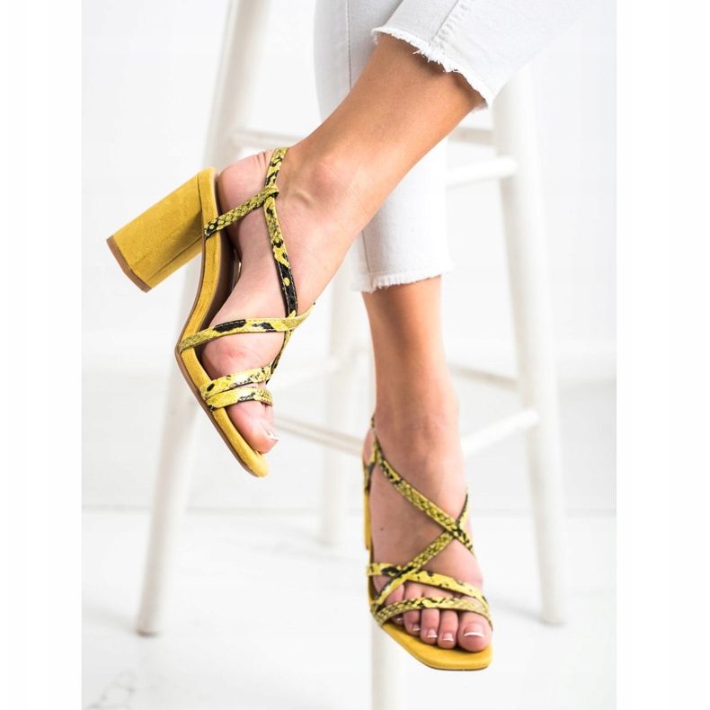 Kylie Snake Print Sandals yellow 2