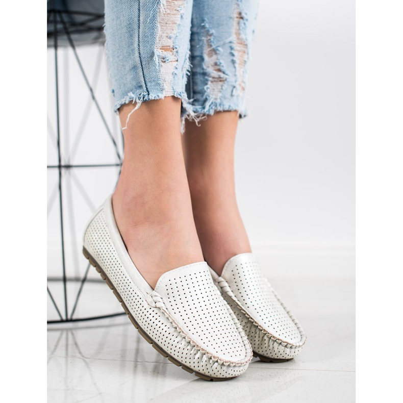 Kylie Casual openwork loafers white 1