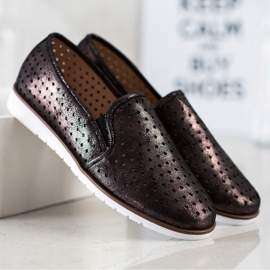 Kylie Shiny Openwork Slipons brown 1