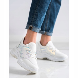 SHELOVET Spring Sneakers With Holo Effect white 2
