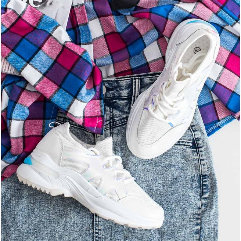 SHELOVET Spring Sneakers With Holo Effect white 1
