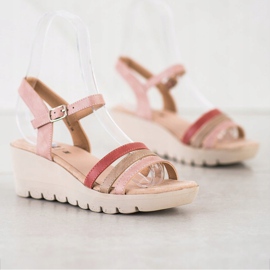 Kylie Wedge Sandals beige pink 1