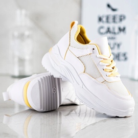 SHELOVET Comfortable White Sneakers yellow 1