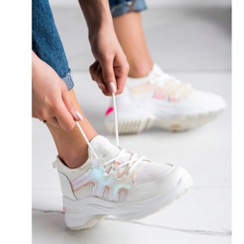 SHELOVET Spring Sneakers With Holo Effect white 2