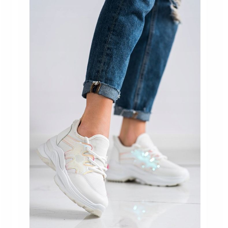 SHELOVET Spring Sneakers With Holo Effect white 1