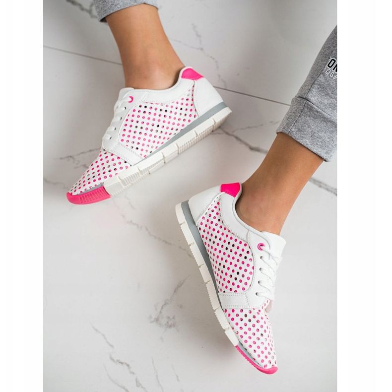 Kylie White and pink Openwork Sneakers 2