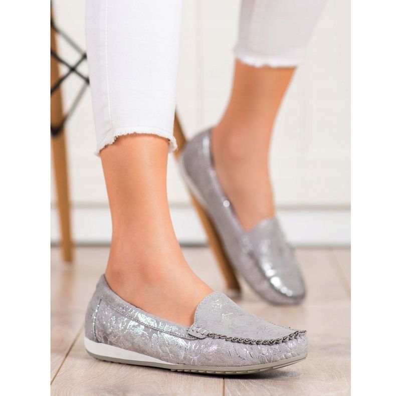 Goodin Shiny stylish loafers grey 1