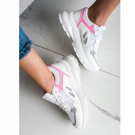 SHELOVET Sneakers On The Platform With Mesh white pink 1