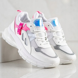 SHELOVET Sneakers On The Platform With Mesh white pink 2