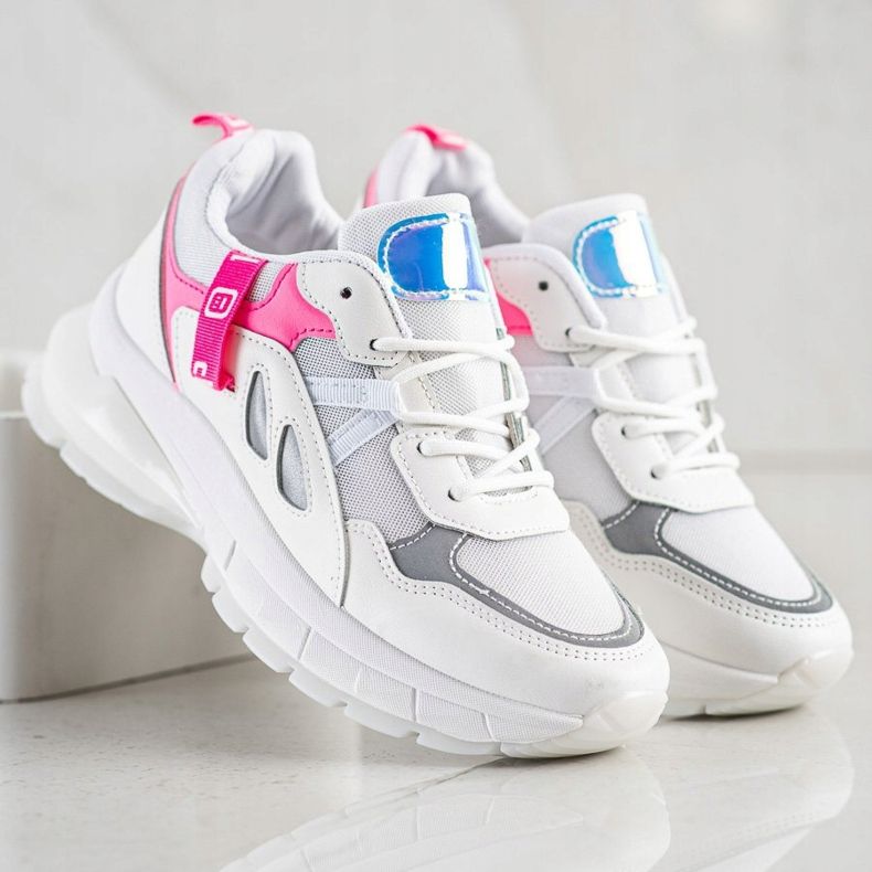 SHELOVET Sneakers On The Platform With Mesh white pink 2