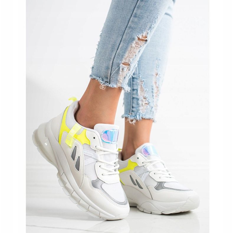 SHELOVET Platform sneakers with mesh white multicolored 2