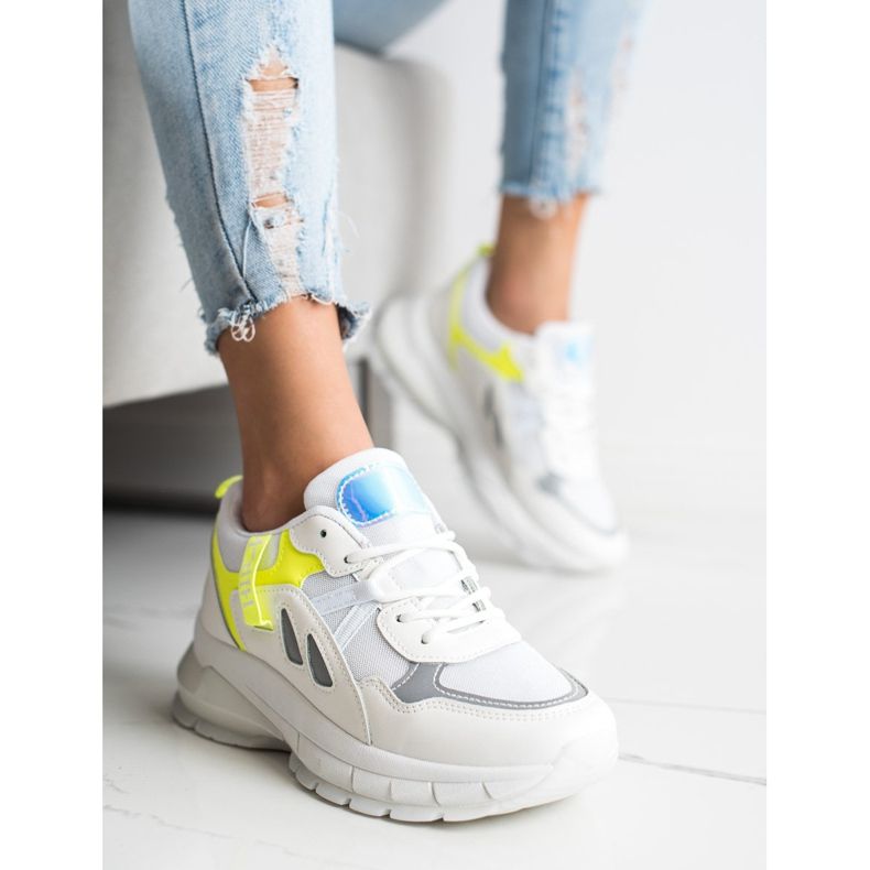 SHELOVET Platform sneakers with mesh white multicolored 1