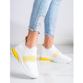 SHELOVET Spring Openwork Sneakers white yellow 1