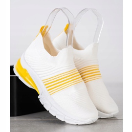 SHELOVET Spring Openwork Sneakers white yellow 2
