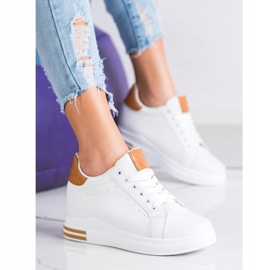 Ideal Shoes Spring Wedge Sneakers white 2