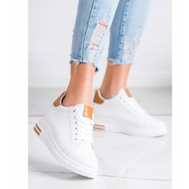 Ideal Shoes Spring Wedge Sneakers white 1