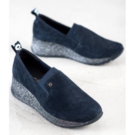 Filippo Leather brocade shoes navy blue 1