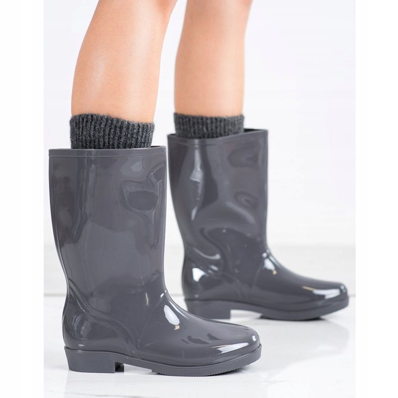 SHELOVET Shiny High Wellies grey 1 SHELOVET Shiny High Wellies grey 1