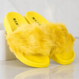 SHELOVET Rubber Slippers With Fur yellow 1