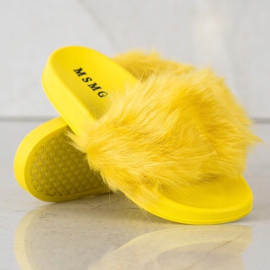 SHELOVET Rubber Slippers With Fur yellow 2