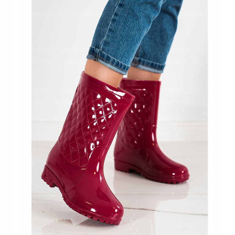 Bona Shiny Quilted Wellies red 1