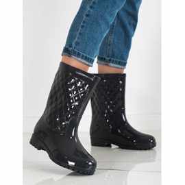 Bona Shiny Quilted Wellies black 1