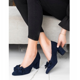 Navy Blue Pumps With A VINCEZA Bow 2
